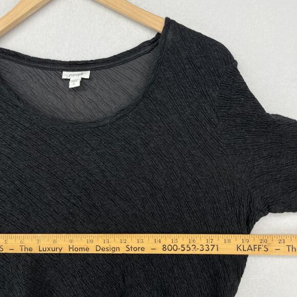 PURE JILL Top L Textured Crinkle Tunic100% Cotton Jersey Tunic Tee Gray - Picture 13 of 15